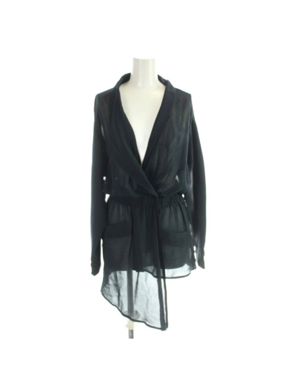 Chanel Cardigan Blouse Long Sleeve Sheer Spring Snap Chiffon 36